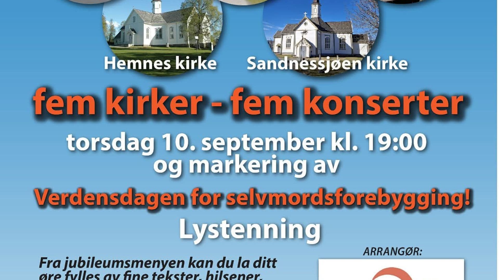 Jubileumskonsert og markering av Verdensdagen for forebygging av selvmord